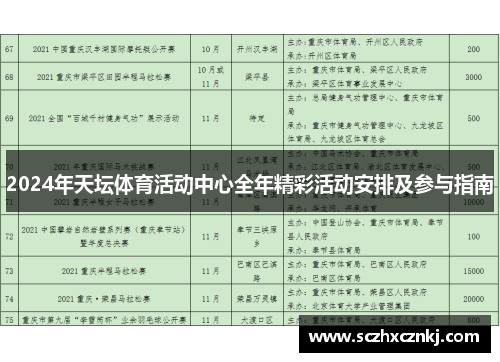 2024年天坛体育活动中心全年精彩活动安排及参与指南